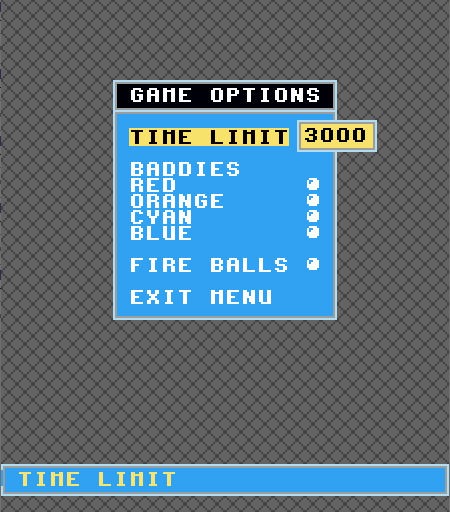 Untitled Arcade Game game settings screen.